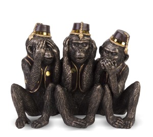 Figura figurka trzy małpki małpa dekoracja brązowa do domu ogrodu