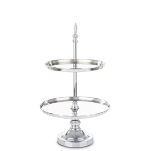 Patera piętrowa srebrna szklana lustrzana metalowa glamour dekoracja