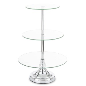 Patera piętrowa srebrna szklana metalowa na ciasto owoce glamour dekoracja
