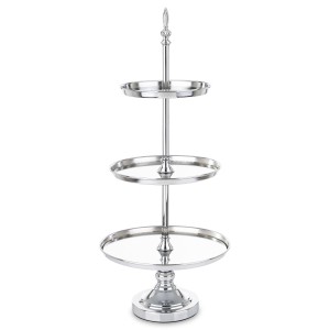 Patera piętrowa srebrna szklana lustrzana metalowa glamour dekoracja