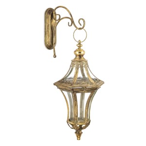 Metalowy lampion złoty wiszący szklany latarnia złota retro dekoracja