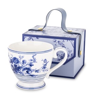 Kubek Jumbo Porcelanowy 380 ml Kwiaty Elegancki Pudełko na Prezent