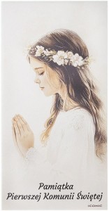 Obrazek Pamiątka I Komunii Świętej na Drewnie 12x24 cm Obraz Komunia Św