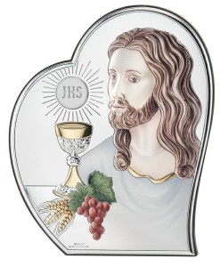 Obrazek Pamiątka I Komunii Świętej Srebrny Obraz Pan Jezus Komunia