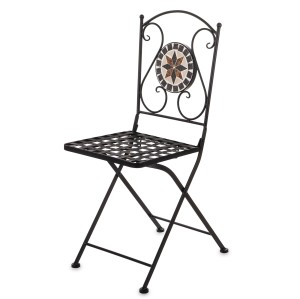 Brązowe metalowe krzesło mozaika boko ogrodowe w stylu retro 91 cm ogród