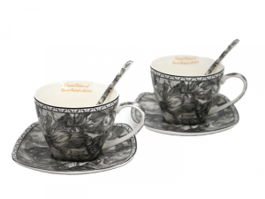 Zestaw Kpl 2 szt dla Dwojga Porcelana filiżanka łyżeczki ze spodkiem 250ml