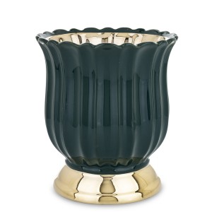 Osłonka doniczka Wazon Ceramiczna butelkowa zieleń puchar złoty dekoracja