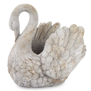 Wazon szary flakon osłonka łabędź frezowany dekoracja cementowa donica