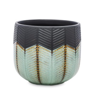 Wazon ceramiczny OSŁONKA ceramika Porto czarny złoty mięta zdobiony glamour