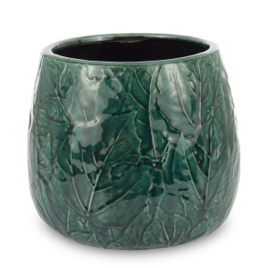 Wazon ceramiczny OSŁONKA ceramika Porto zielony zdobiony glamour liście