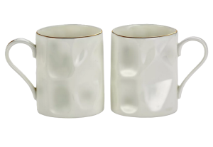 Zestaw Eleganckich Kubków 350 ml Porcelana z Efektem Tłoczenia 2 Szt
