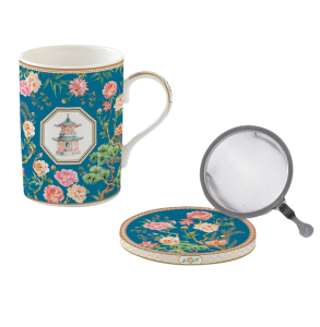 Kubek z zaparzaczem Porcelanowy zestaw do herbaty z motywem orientalnym