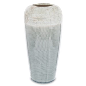 Wazon flakon osłonka biało-szary z naturalnymi przetarciami ceramiczny