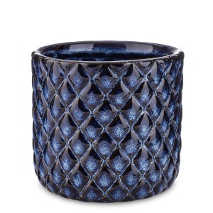 Osłonka doniczka Wazon Ceramiczna granatowa okrągła dekoracja glamour