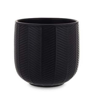 Nowoczesna doniczka czarna osłonka ceramiczna na doniczkę dekoracja glamour