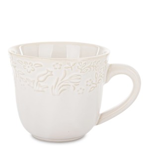 Elegancka filiżanka porcelanowa Sarmatia kremowa 250 ml z tłoczonym wzorem