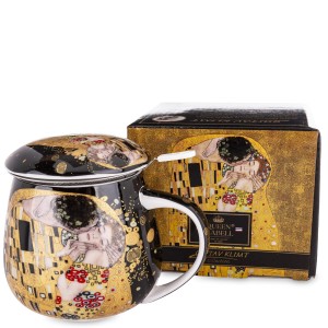 Kubek z zaparzaczem „Pocałunek” Gustava Klimta Porcelanowy 450 ml