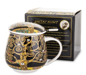 Ekskluzywny kubek z zaparzaczem „Drzewo Życia” – porcelana Gustav Klimt