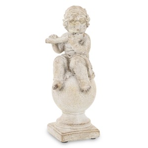 Figurka Anioł z Fletem – Dekoracja Cementowa 19x7x7 cm Szara