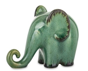 Figurka ceramiczna dekoracyjny słoń ceramiczny zielony Słonik na Szczęście