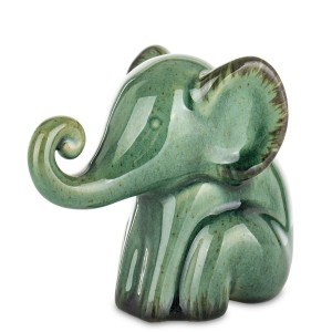 Figurka ceramiczna dekoracyjny słoń ceramiczny zielony Słonik na Szczęście