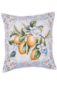 Poszewka na poduszkę 45x45 niebieskie dodatki cytryny letni wzór ogród dom