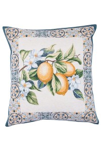 Poszewka na poduszkę 45x45 niebieskie dodatki cytryny letni wzór ogród dom