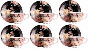 Komplet filiżanek porcelanowych 220 ml 6+6 ze spodkiem federico róże