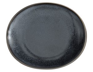 Talerz półmisek miska ceramiczny ciemny minimalizm szaro-czarny 22x19cm