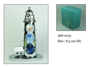 Figurka srebrna znak Latarnia Morska latarnik Swarovski Crystal na prezent
