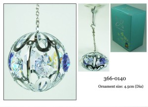 Figurka srebrna kula wisząca CrystoKraft Swarovski Crystal na prezent