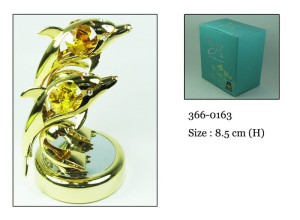 Figurka złota delfiny CrystoKraft Svarowski Crystal dekoracja na prezent