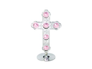 Figurka srebrna krzyż CrystoKraft Svarowski Crystal dekoracja na prezent