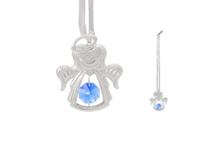 Figurka srebrna aniołek wiszący CrystoKraft Svarowski Crystal dekoracja