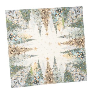 Obrus gobelinowy 97x100cm-elegancki wzór świąteczny zimowe choinki choinka
