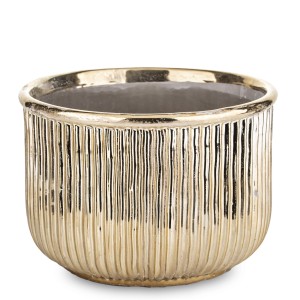 Osłonka doniczka złota ceramiczna na kwiaty dekoracja całoroczna dom ogród