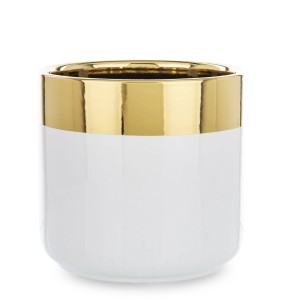 Osłonka doniczka Wazon Ceramiczny złoty biały minimalizm dekoracja glamour