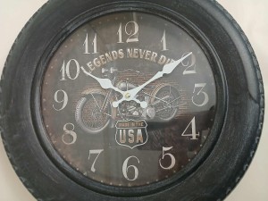 Zegar ścienny 40 cm motocykl czytelny dekoracja na ścianę ciemny retro