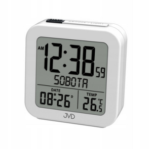 Budzik radiocontrol JVD RB9370.1biały termometr datowik