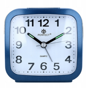 Zegar budzik Perfect odcienie niebieskiego 8cm CZYTELNA TARCZA GŁOŚNY ALARM