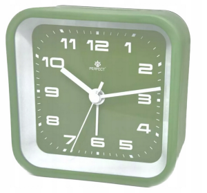 Zegar Budzik Perfect Zielony Alarm Drzemka Podświetlenie Mechanizm Płynący