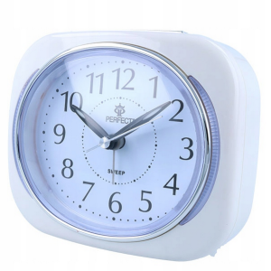 Zegarek Budzik Biały Podświetlenie Alarm Cichy Mechanizm