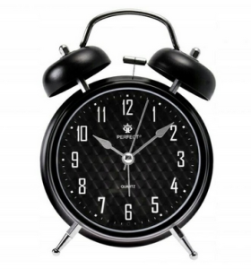 BUDZIK Perfect głośny alarm podświetlenie +bateria CZARNY