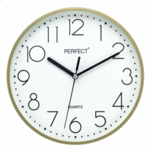 Zegar ścienny analogowy Perfect FX-5814 ZŁOTY Ø 22CM idealny na prezent 