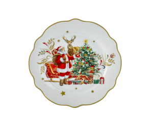 4 x Talerz talerzyk deserowy Świąteczny Boże Narodzenie Porcelanowe talerze