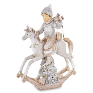 Figurka Dziecko na Koniku LED Konik na Biegunach Dekoracja Świąteczna