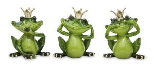 Figura żaba żabka z koroną różne pozy śmieszna figurka mała drobna