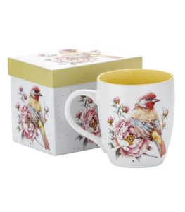 Kubek porcelanowy 740 ml z motywem ptaka kwiatów elegancja natura w jednym