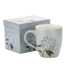 Kubek porcelanowy elegancki z motywem kwiaty hortensja 740 ml kawa herbata