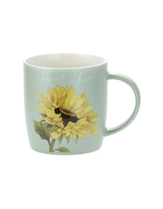 Kubek porcelanowy elegancki z motywem kwiatów słonecznik 350ml kawa herbata